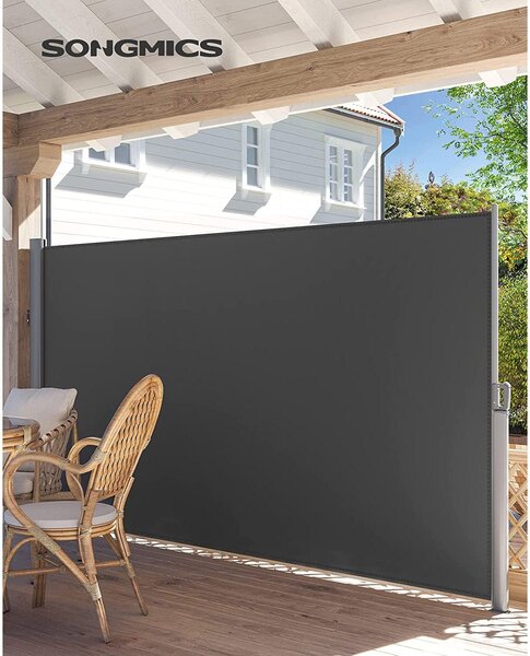 Bočna tenda, tenda za balkon, terasu, 160 x 400 cm, siva | SONGMICS