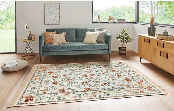 Krem tepih viskozan 95x140 cm Oriental Flowers – Nouristan