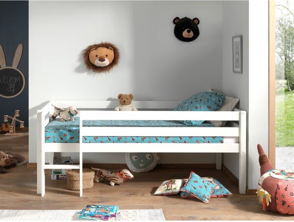 Bijeli dječji podignuti krevet Vipack Pino, 90 x 200 cm
