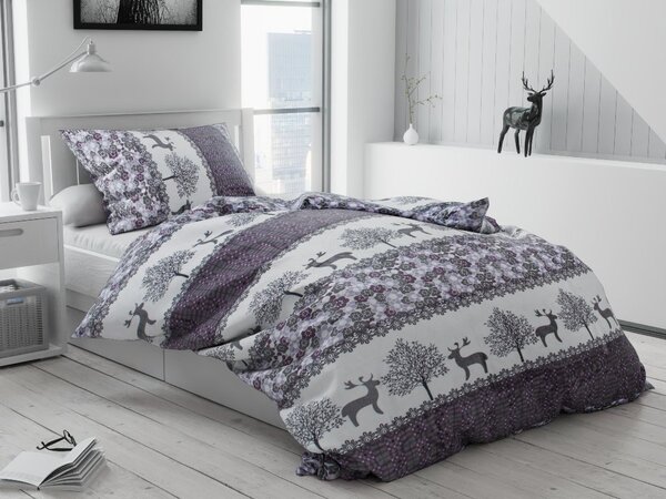 2x posteljina od mikropliša BOŽICNI SOBI siva + plahta od mikropliša SOFT 180x200 cm svijetlo siva