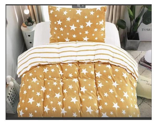 Posteljina od mikrovlakana ZVIJEZDE bež + SOFT plahta od mikropliša 90x200 cm bež