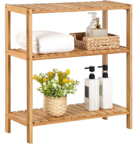 Polica za kupaonicu od prirodnog bambusa, 60 x 26 x 66 cm | SONGMICS
