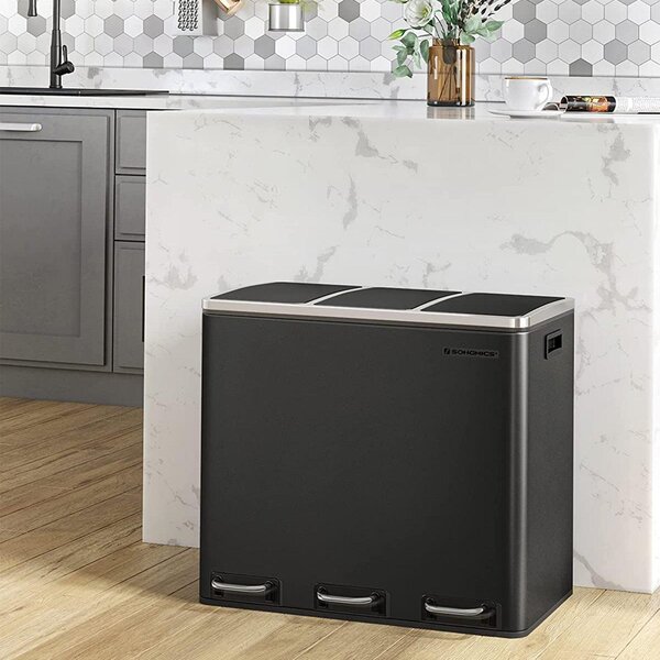 Kanta za otpatke s 3 pretinca 3 x 18 litara, 61,5 x 31,5 x 56 cm, crna