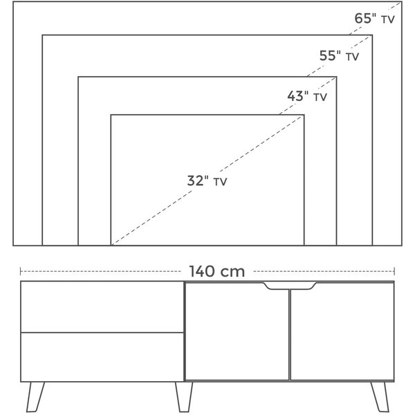 TV ormarić, TV stalak s 2 vrata, 140x40x50 cm | VASAGLE