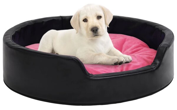 VidaXL Krevet za pse crno-ružičasti 69x59x19 cm pliš i umjetna koža
