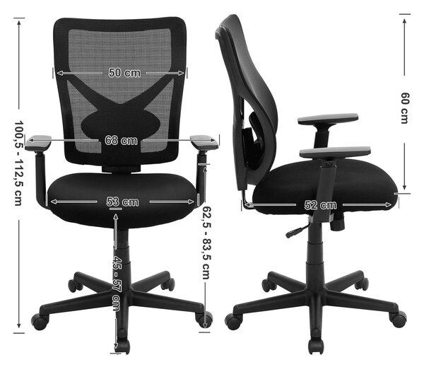 Ergonomska uredska stolica, podesiva, nosivosti do 120 kg, crne boje