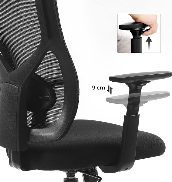 Ergonomska uredska stolica, podesiva, nosivosti do 120 kg, crne boje