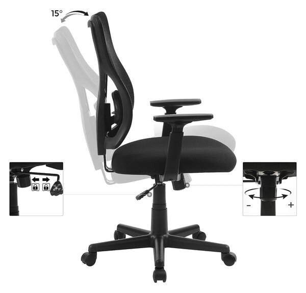 Ergonomska uredska stolica, podesiva, nosivosti do 120 kg, crne boje
