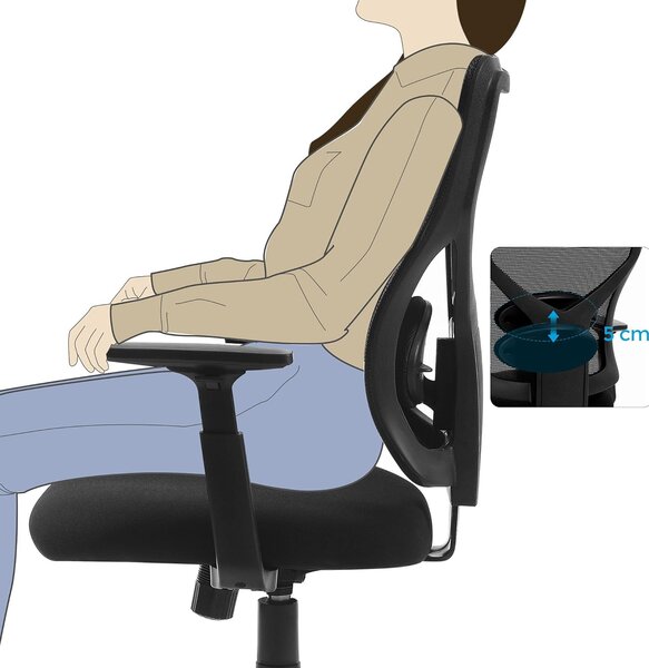 Ergonomska uredska stolica, podesiva, nosivosti do 120 kg, crne boje