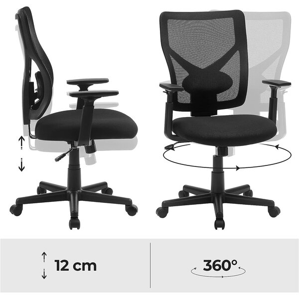 Ergonomska uredska stolica, podesiva, nosivosti do 120 kg, crne boje