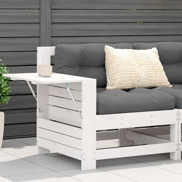 VidaXL Vrtna sofa s naslonom za ruke i jastukom bijela od borovine