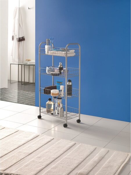 Metalna mobilna polica srebrne boje 41x84 cm Ascona – Metaltex