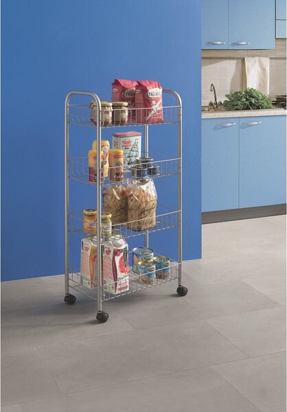 Metalna mobilna polica srebrne boje 41x84 cm Ascona – Metaltex