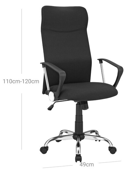 Uredska stolica, Ergonomska okretna stolica, 63 x (110-120) x 63 cm, crna