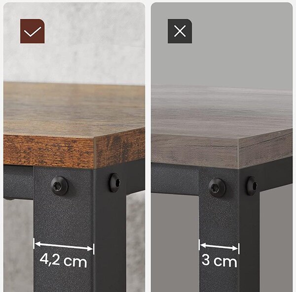 Stol za kavu s rešetkastom policom 106,2 x 45 x 60,2 cm, rustikalno smeđi | VASAGLE