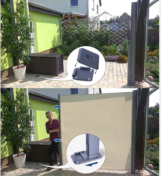 Bočna tenda, produljiva tenda, 200 x 350 cm, bež | SONGMICS