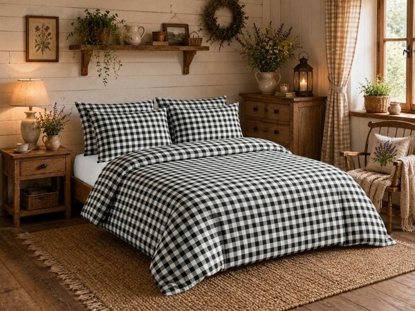 Pamučna posteljina NORDIC CHECK tamno siva Dimenzije posteljine: 70 x 90 cm | 140 x 200 cm
