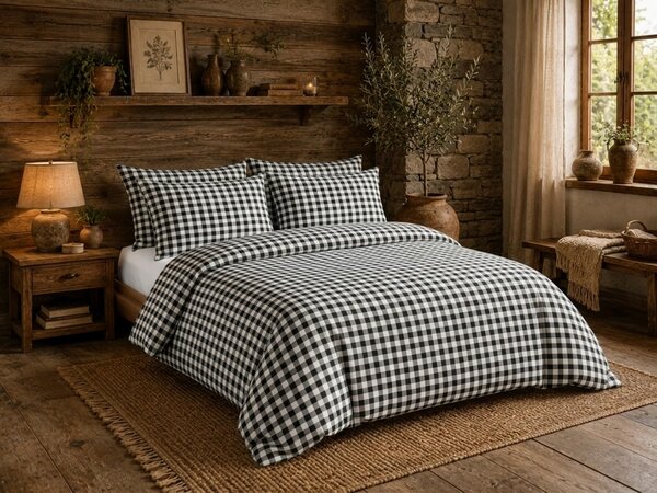Pamučna posteljina NORDIC CHECK tamno siva Dimenzije posteljine: 70 x 90 cm | 140 x 200 cm