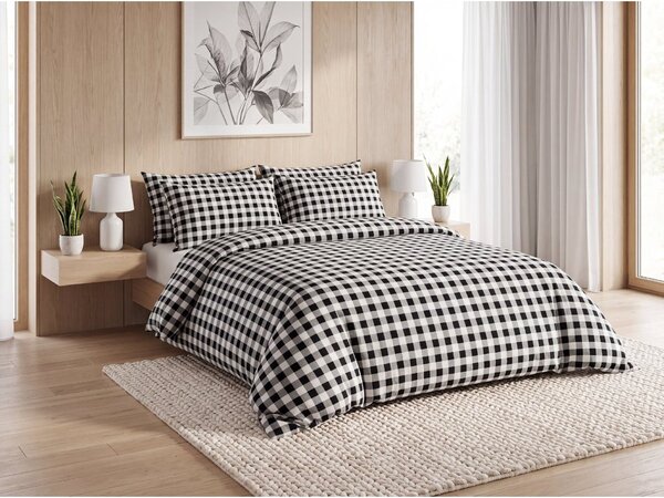 Pamučna posteljina NORDIC CHECK tamno siva Dimenzije posteljine: 70 x 90 cm | 140 x 200 cm