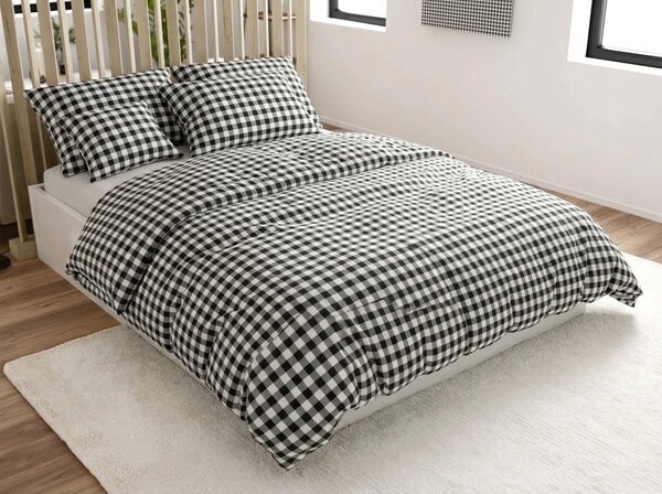 Pamučna posteljina NORDIC CHECK tamno siva Dimenzije posteljine: 70 x 90 cm | 140 x 200 cm