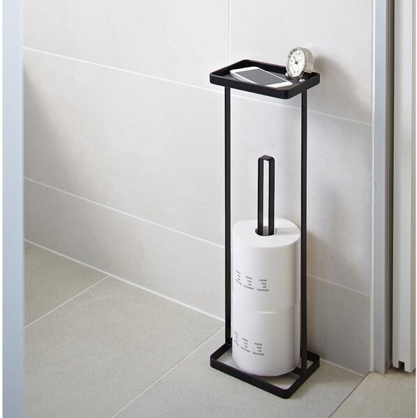 Crni dispenzer za toaletni papir s policom YAMAZAKI Tower
