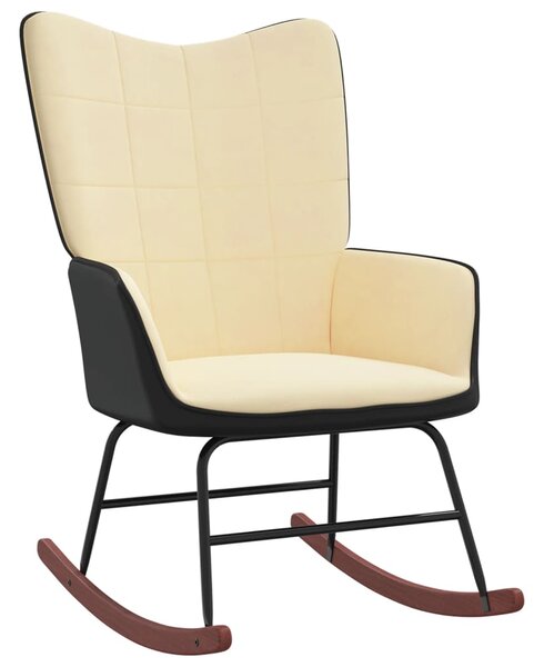 VidaXL Stolica za ljuljanje krem bijela od baršuna i PVC-a