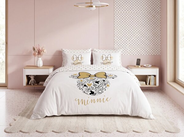 Dječja posteljina MINNIE GOLD bijela Dimenzije posteljine: 70 x 90 cm | 140 x 200 cm