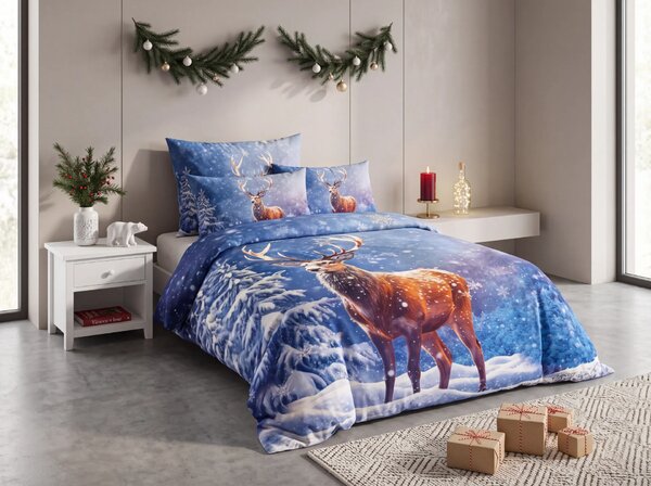 3D Pamučna posteljina FROSTED DEER plava + Jastučnica 40x50 cm besplatno Dimenzije posteljine: 70 x 90 cm | 140 x 200 cm
