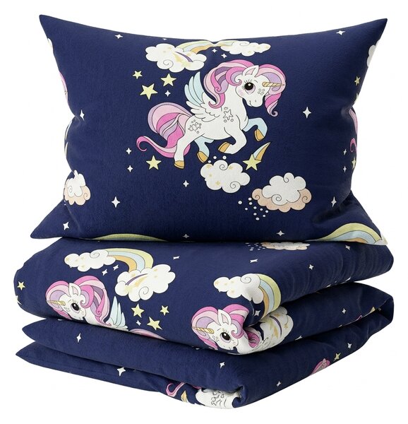 Pamučna posteljina UNICORN plava Dimenzije posteljine: 2 kom 70 x 90 cm | 200 x 220 cm
