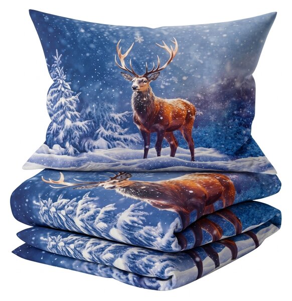 3D Pamučna posteljina FROSTED DEER plava + Jastučnica 40x50 cm besplatno Dimenzije posteljine: 70 x 90 cm | 140 x 200 cm