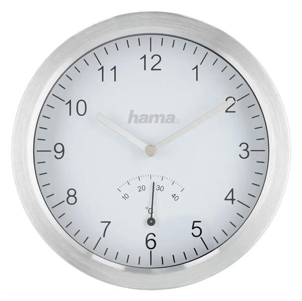 Hama - Zidni sat za kupaonicu s termometrom 1xAA srebrna