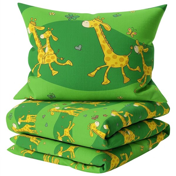 Pamučna posteljina Giraffe zelena