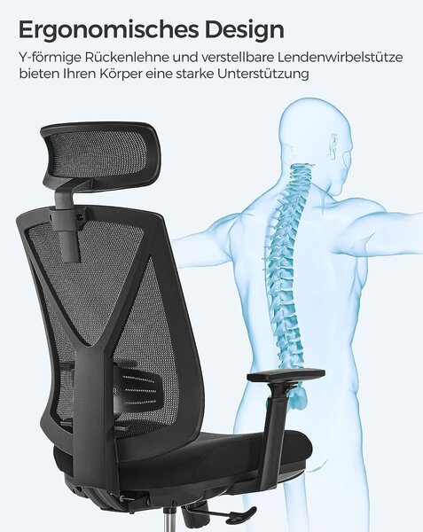 Podesiva ergonomska uredska stolica s osloncem za noge, glavu i ruke, crna