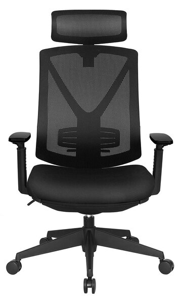 Podesiva ergonomska uredska stolica s osloncem za noge, glavu i ruke, crna