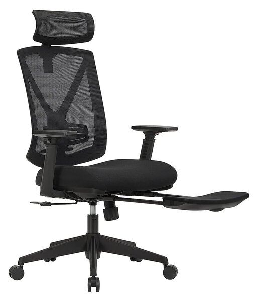 Podesiva ergonomska uredska stolica s osloncem za noge, glavu i ruke, crna