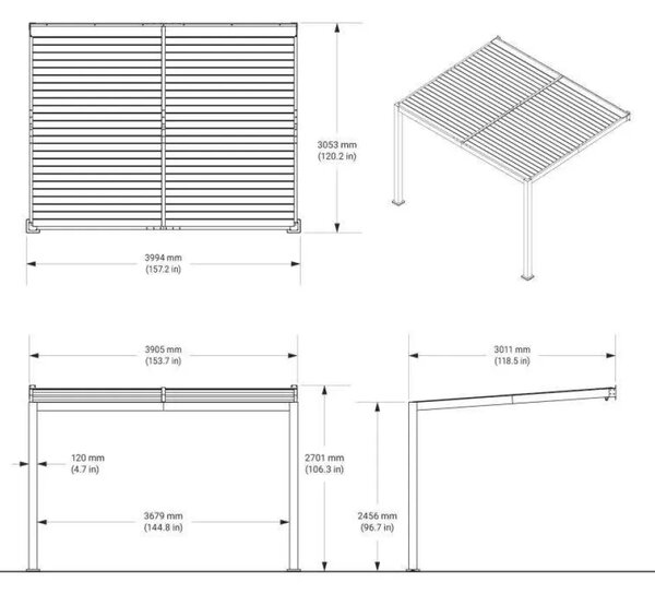 Sojag Hana 1013 | Aluminijska nadstrešnica za terasu sa žaluzinama | 3x4 m