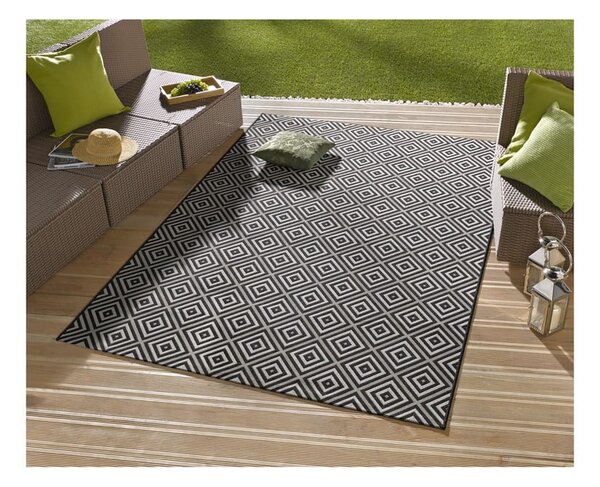 Crno-bijeli vanjski tepih NORTHRUGS Karo, 140 x 200 cm