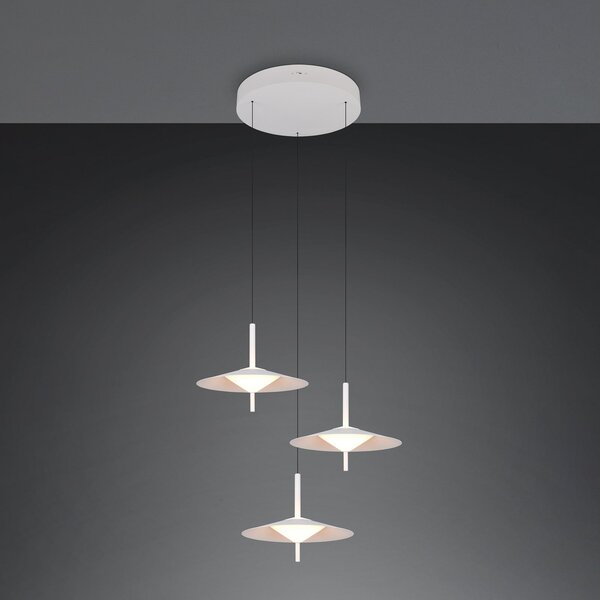 Trio Lighting Amalo LED viseća lampa, mat bijela, Ø 67 cm, metal, CCT 3-svjetla, prigušiva, Bijela, Dnevni boravak/blagovaonica, Metal