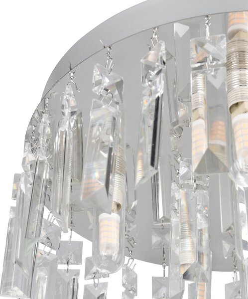 Trio Lighting Stropna svjetiljka Tommaso, bijela, Ø 35 cm, plastika, IP44, Krom, Dnevni boravak/blagovaonica, Plastika