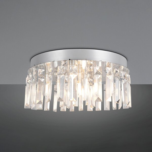 Trio Lighting Stropna svjetiljka Tommaso, bijela, Ø 35 cm, plastika, IP44, Krom, Dnevni boravak/blagovaonica, Plastika