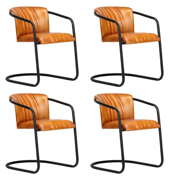 VidaXL Blagovaonske stolice od prave kože 4 kom oker