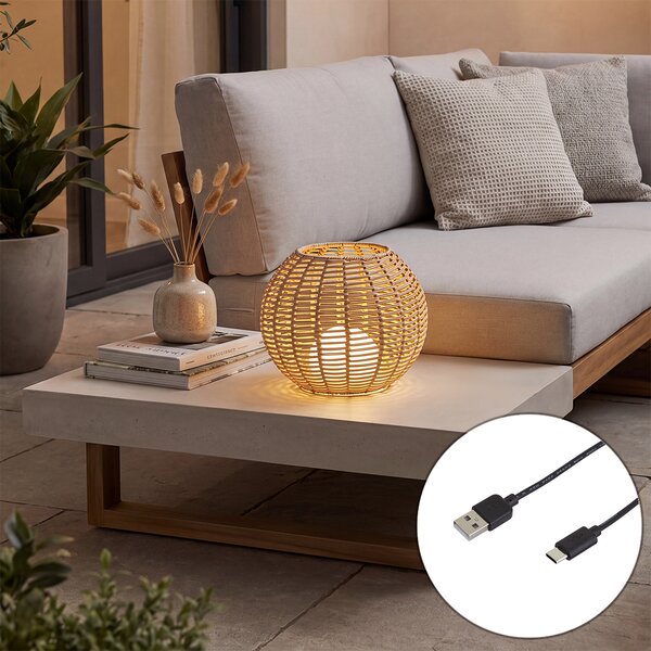Vanjska stolna svjetiljka taupe 30 cm uklj. LED punjiva s USB-C IP44 - Oli