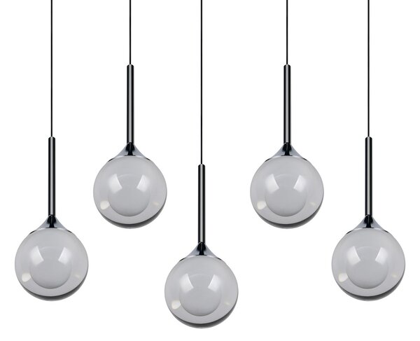 Trio Lighting LED viseća svjetiljka Calista, krom, duljina 100 cm, metal/staklo, 5 sijalica, prigušiva, Krom, Dnevni boravak/blagovaonica, Metal