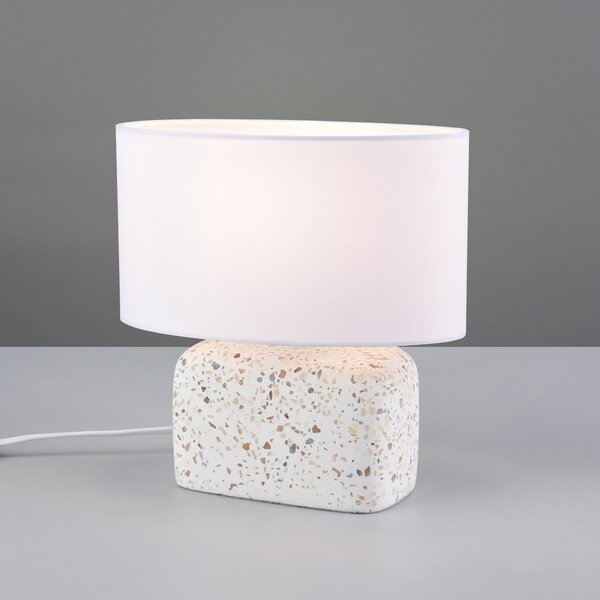 Trio Lighting Stolna lampa Livare, visina 24 cm, bijela/višebojna, beton/tkanina, Višebojno, Dnevni boravak/blagovaonica, Beton