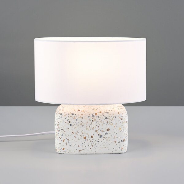 Trio Lighting Stolna lampa Livare, visina 24 cm, bijela/višebojna, beton/tkanina, Višebojno, Dnevni boravak/blagovaonica, Beton