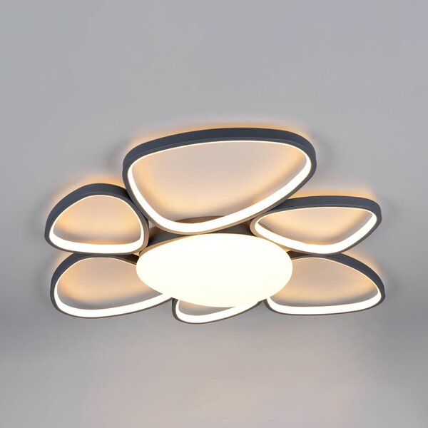 Trio Lighting Amelio LED stropna svjetiljka, crna, 85 cm, CCT, daljinski upravljač, prigušiva, Bijela, Dnevni boravak/blagovaonica, Plastika