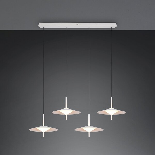 Trio Lighting LED viseća svjetiljka Amalo, mat bijela, duljina 146 cm, CCT, 4 svjetla, prigušiva, Bijela, Dnevni boravak/blagovaonica, Metal