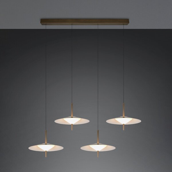 Trio Lighting LED viseća svjetiljka Amalo, platinaste boje, duljina 146 cm, CCT, 4 svjetla, prigušiva, Metalik, Dnevni boravak/blagovaonica, Metal