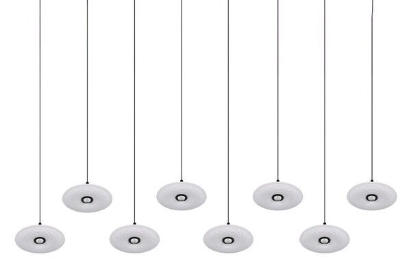 Trio Lighting LED viseća lampa Sirena, bijela, duljina 167 cm, staklo, CCT, 8 svjetiljki, prigušiva, Bijela, Dnevni boravak/blagovaonica, Staklo