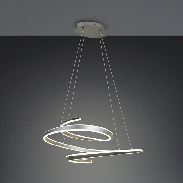 Trio Lighting Arlington LED viseća svjetiljka, mat nikl, duljina 80 cm, metal, CCT, prigušiva, Metalik, Dnevni boravak/blagovaonica, Metal